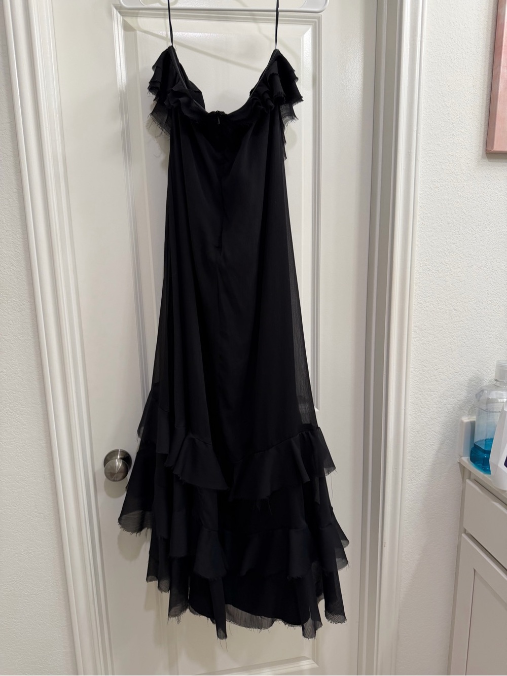 Long Black Ruffle Strapless Dress ASOS - Picture 4 of 5